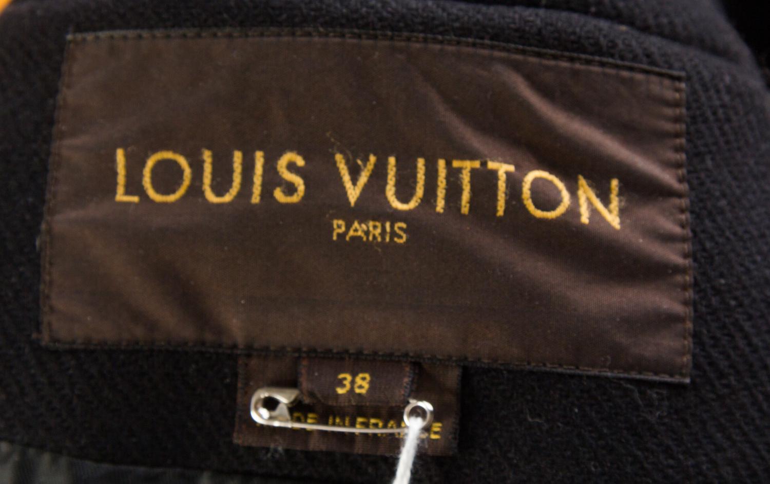 A Louis Vuitton Black Wool Double Breasted Coat, Size 38.