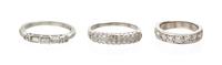 A Collection of Platinum, White Gold and Diamond Rings, 7.30 dwts.