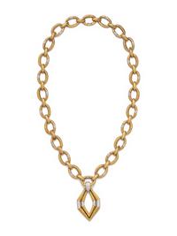 R. STONE, YELLOW GOLD AND DIAMOND CONVERTIBLE NECKLACE