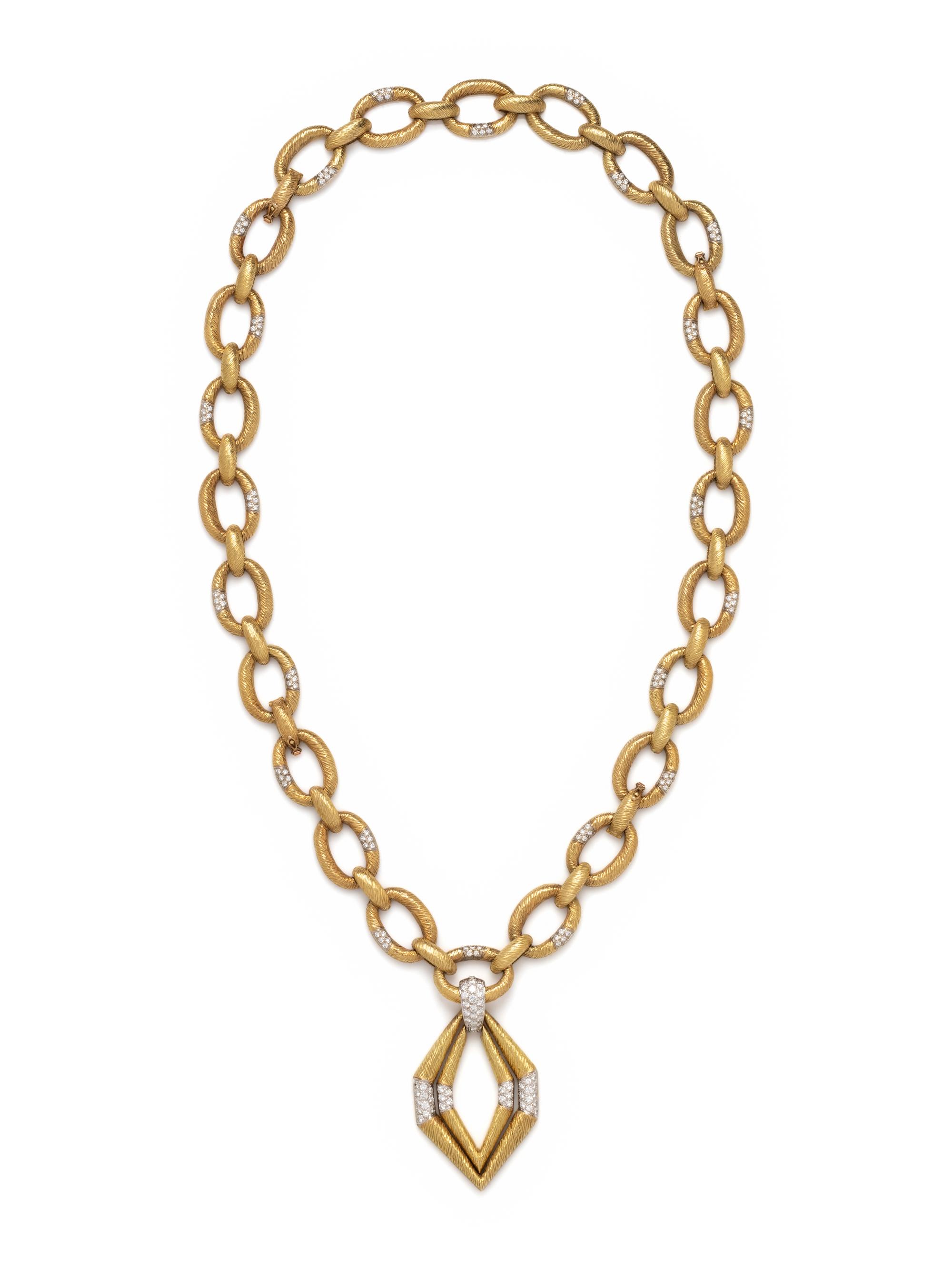 R. STONE, YELLOW GOLD AND DIAMOND CONVERTIBLE NECKLACE