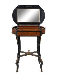 A Napoleon III Gilt Metal Mounted Ebonized and Burl Wood Dressing Table — 19TH CENTURY