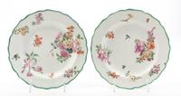 A Pair of Chelsea Porcelain Luncheon Plates, Diameter 8 inches.