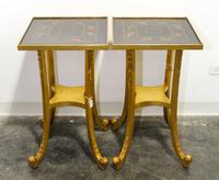 A Pair of Lacquered and Gilt Side Tables Height 27 1/2 x width 16 x depth 16 inches. — LATE 20TH CENTURY