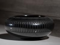 Blackware Pottery Bowl, with Soft Mirror Finish