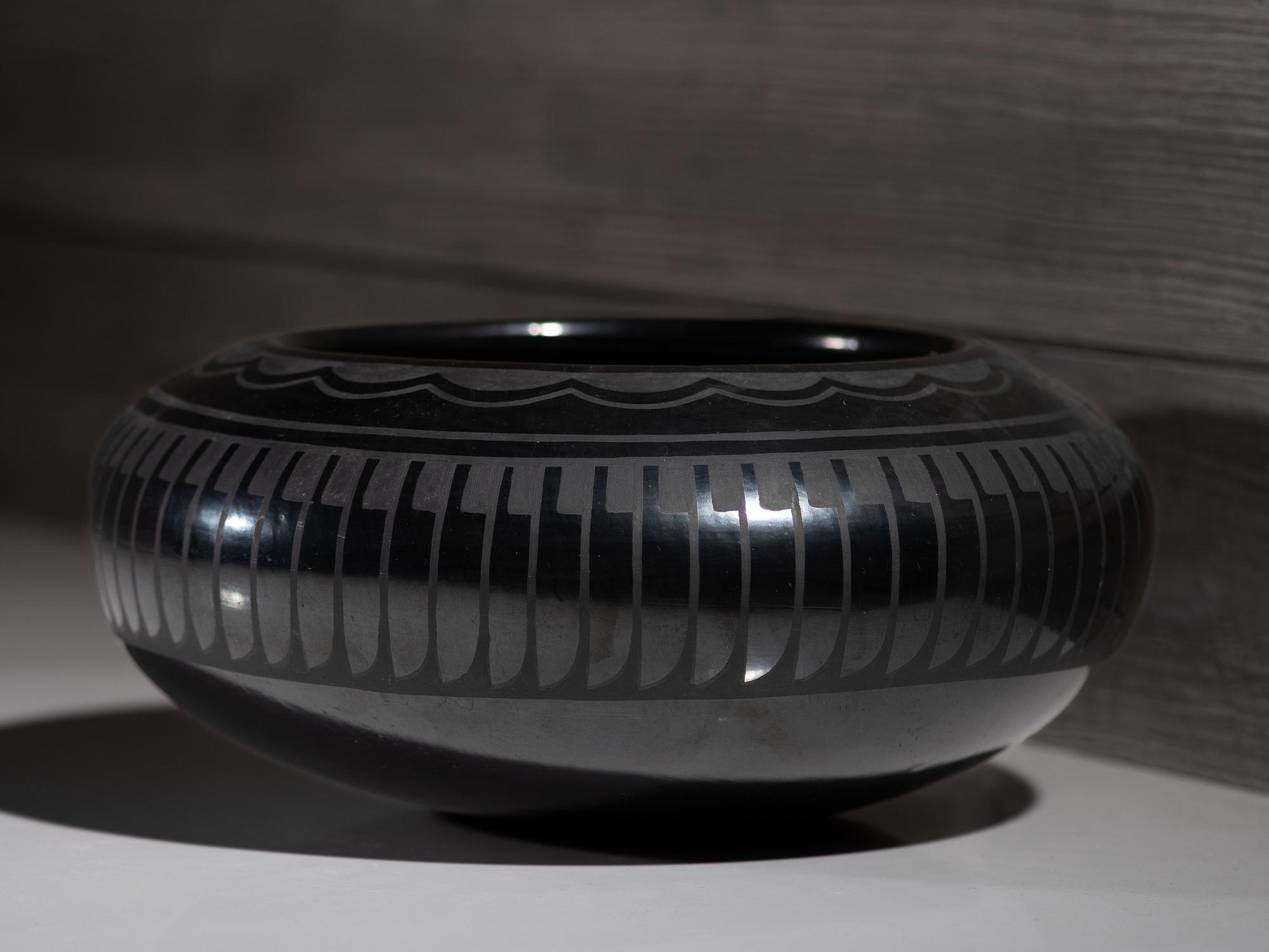 Blackware Pottery Bowl, with Soft Mirror Finish