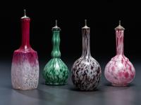 Four Art Glass Barber Bottles