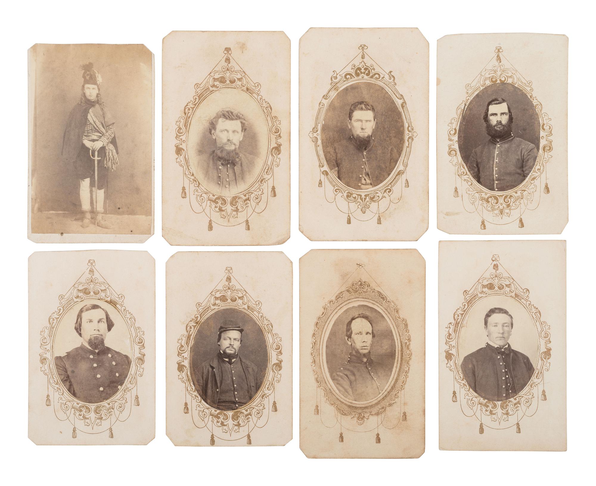 [INDIAN WARS]. A collection of CDVs of 6th Iowa Cavalrymen who were involved in General Alfred Sully's Expedition against the Sioux, ca 1863-1865.