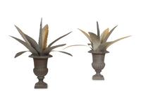 A Pair of Tole Peinte Agave Plant Topiaries