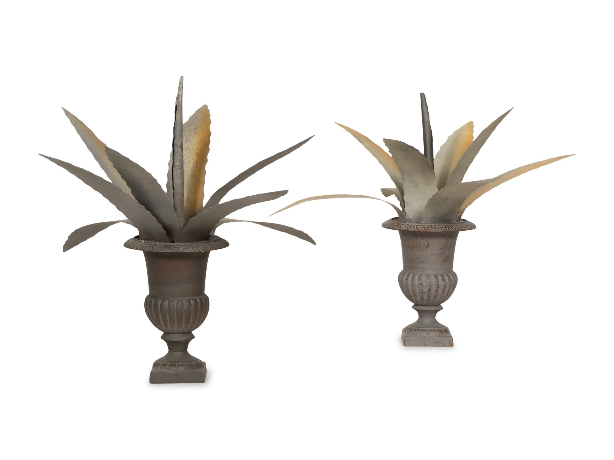 A Pair of Tole Peinte Agave Plant Topiaries