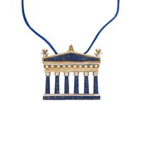 LAPIS LAZULI, DIAMOND, AND GOLD ARCHITECTURAL PENDANT