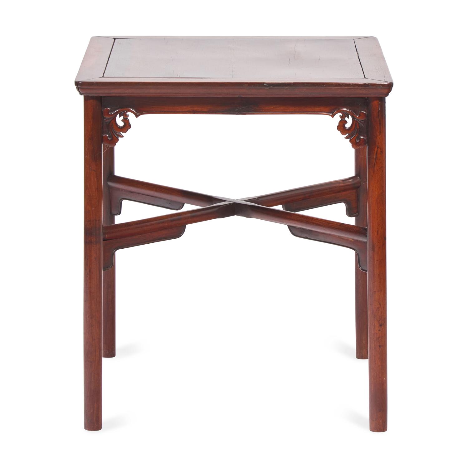A Chinese Huanghuali and Mixed Hardwood Square Table, 18th/19th Century 清中期 紅木鑲黃花梨十字枨方桌