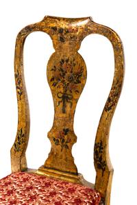 A Pair of North Italian Yellow and Polychrome Painted Side Chairs