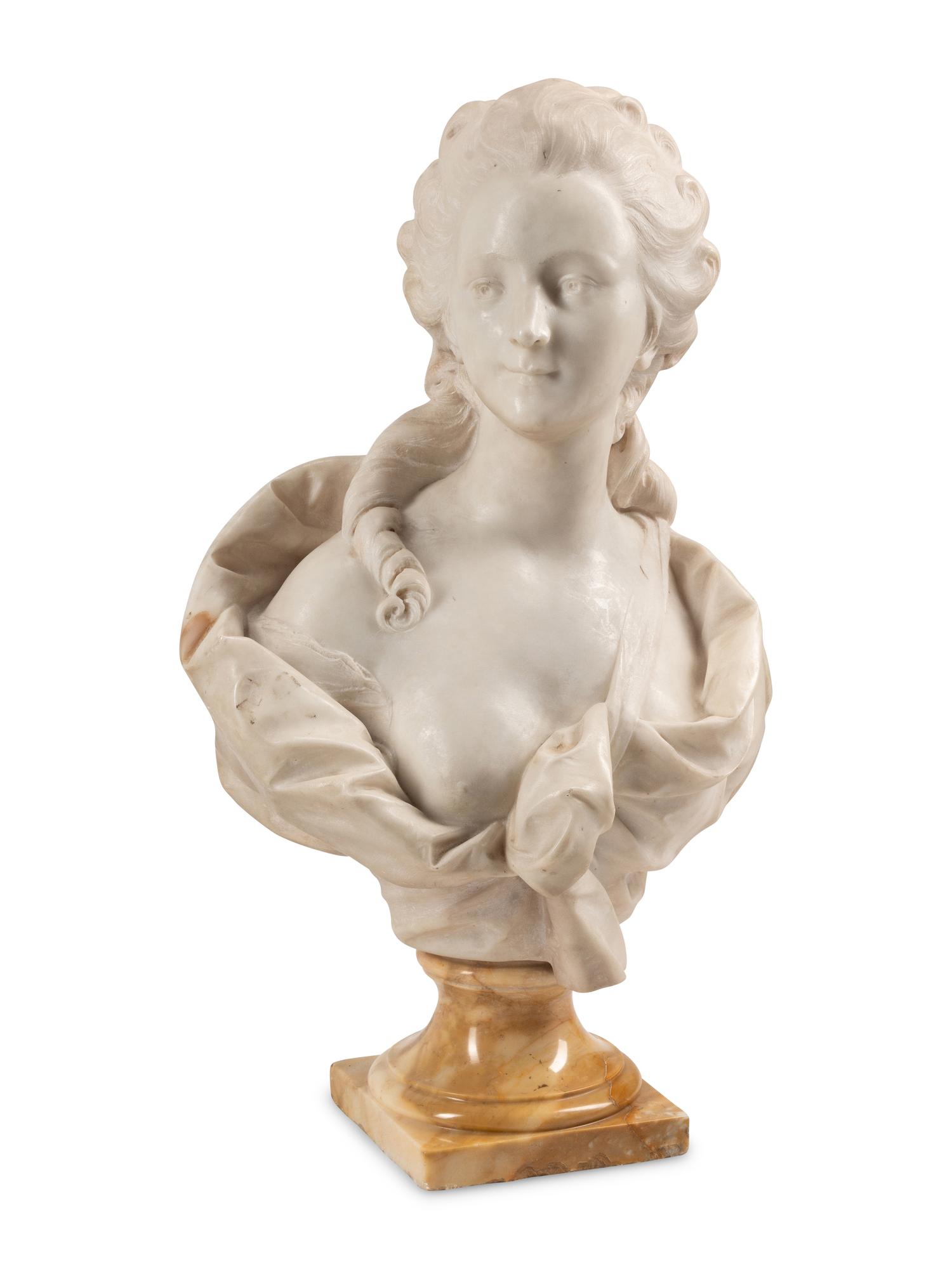 A French White Marble Bust of a Lady
