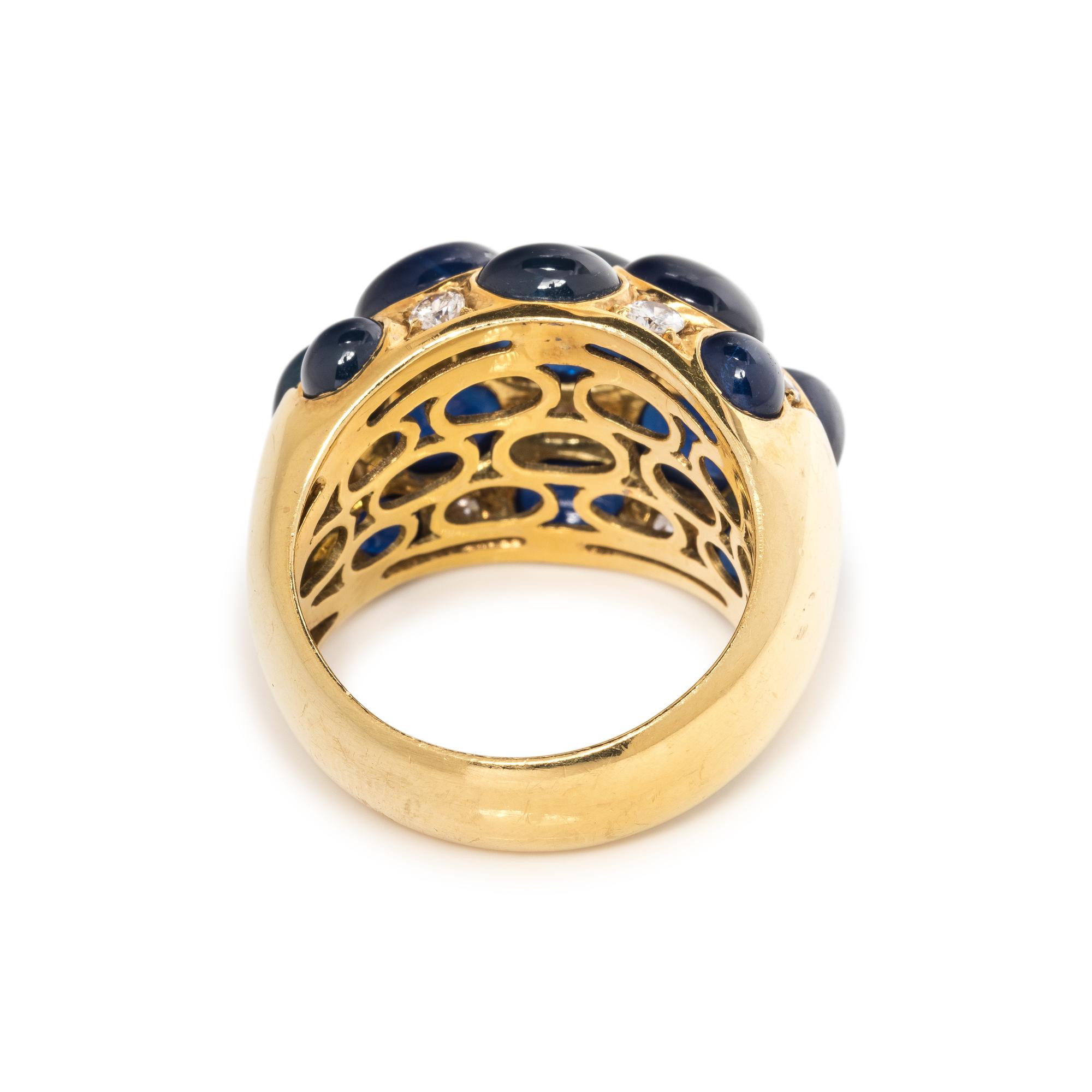 SAPPHIRE AND DIAMOND BOMBE RING