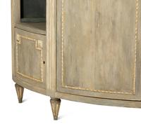 A Louis XVI Style Grey-Painted Marble-Top Demilune Cabinet