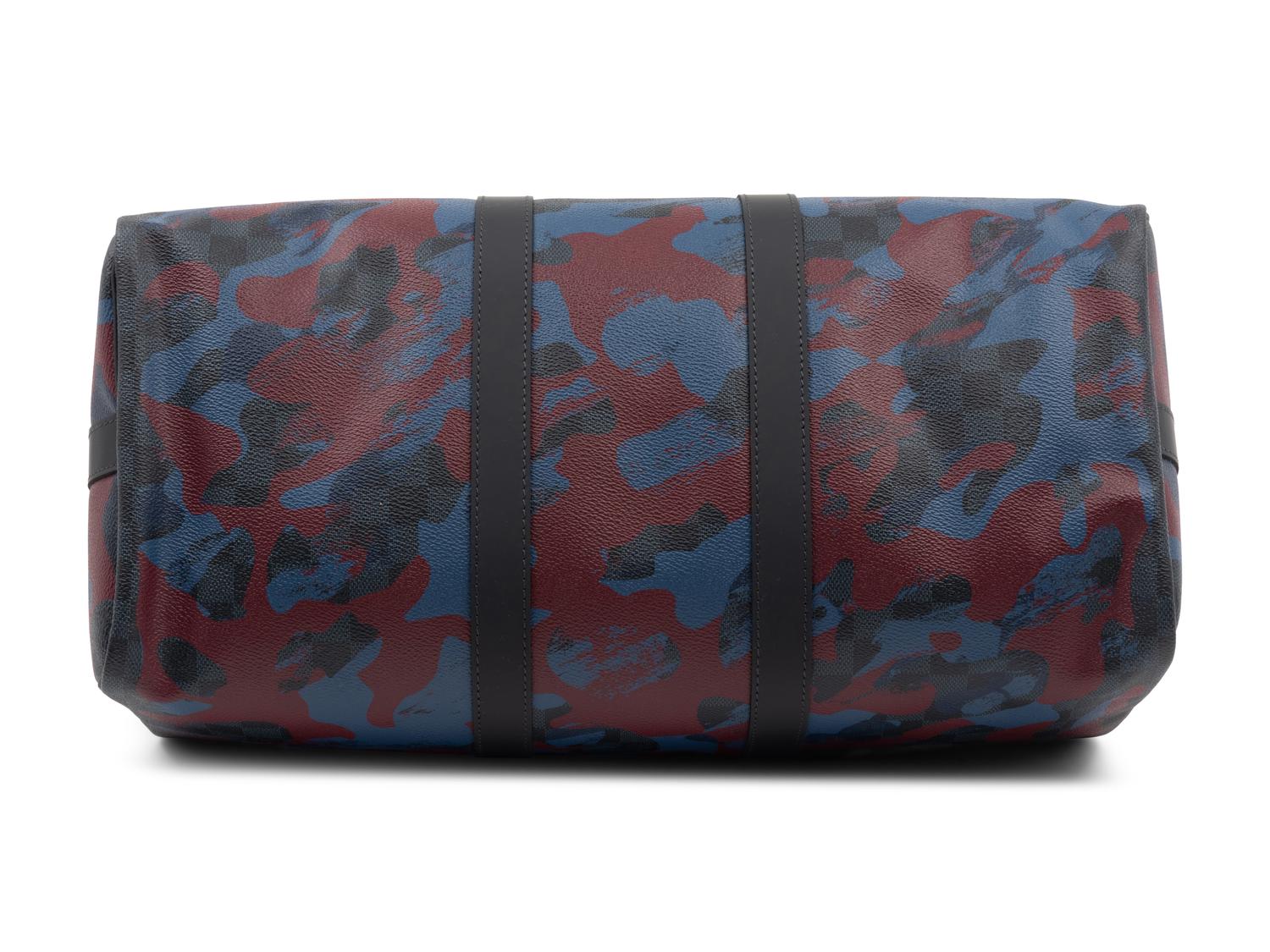 Louis Vuitton Limited Edition Keepall Bandoulière 45 in Damier Cobalt Coated Canvas, Camouflage Bordeaux, Fall Winter 2016