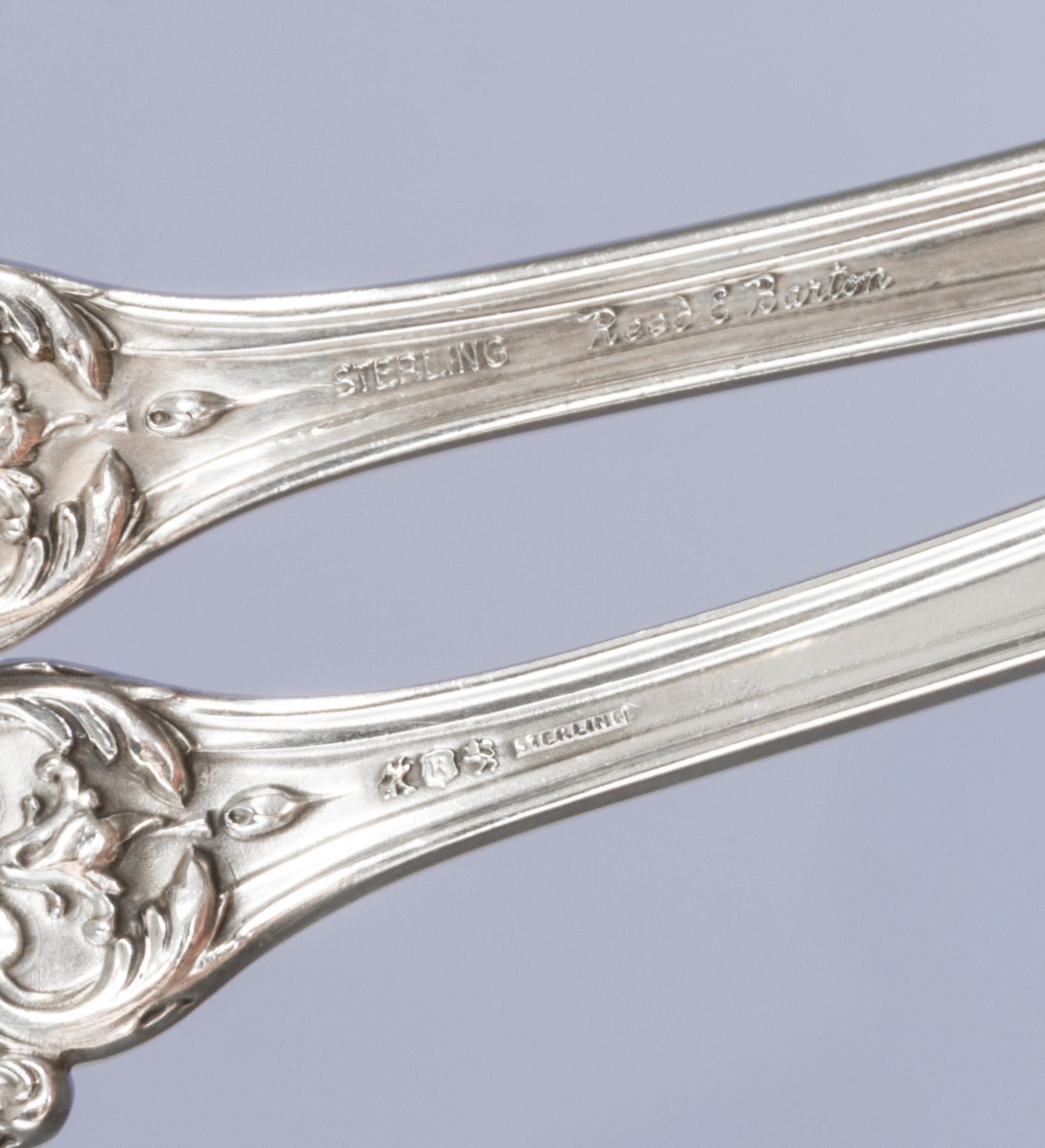 An American Silver Salad Serving Set, Reed & Barton, Taunton, MA, Francis I pattern, comprising a fork and a spoon.