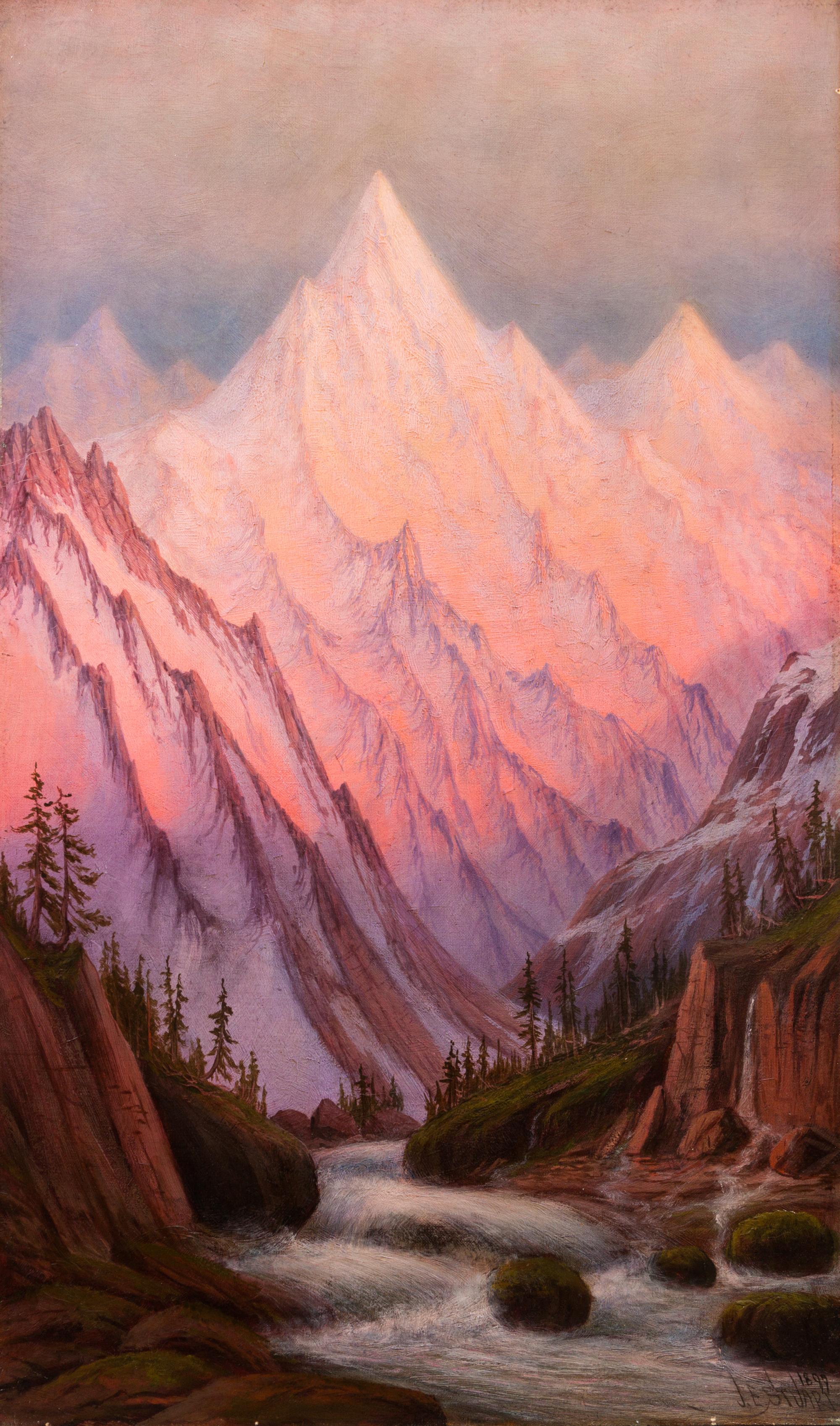 James Everett Stuart, (American 1852-1941), Morning Glow of the Mid-night Sun - Mt. Fairweather, Alaska, 1897