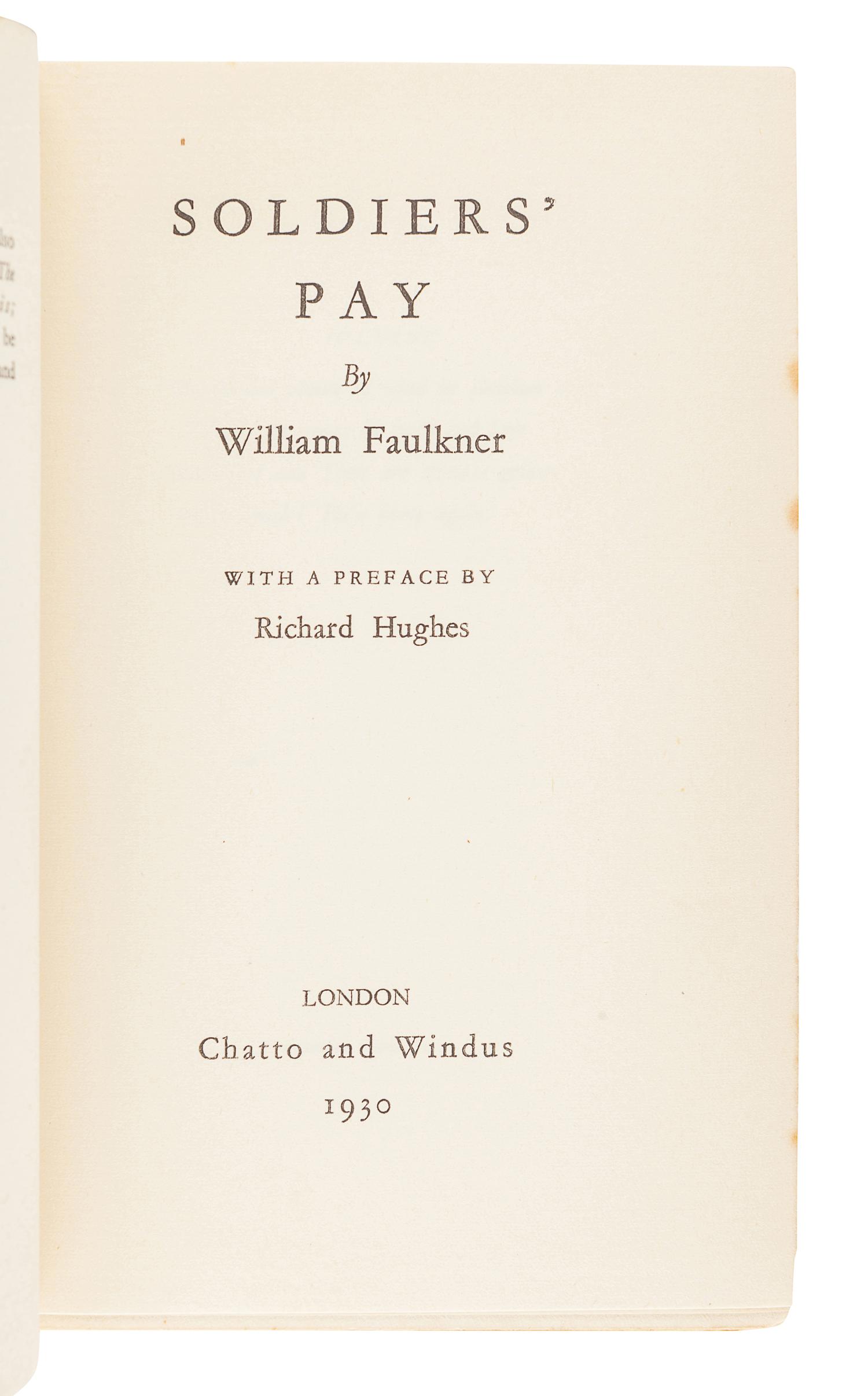 FAULKNER, William (1897-1962). Soldiers' Pay . New York: Boni & Liveright, 1926.