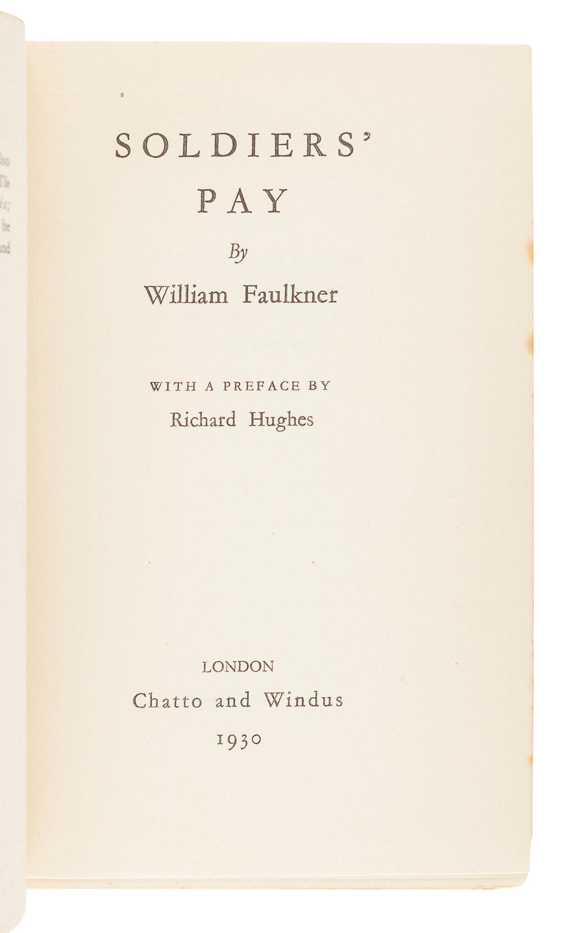 FAULKNER, William (1897-1962). Soldiers' Pay . New York: Boni & Liveright, 1926.