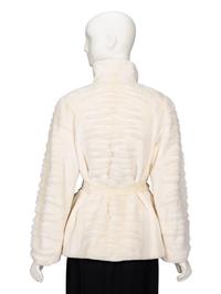 Mila Schön, Belted Sheared Mink White Jacket