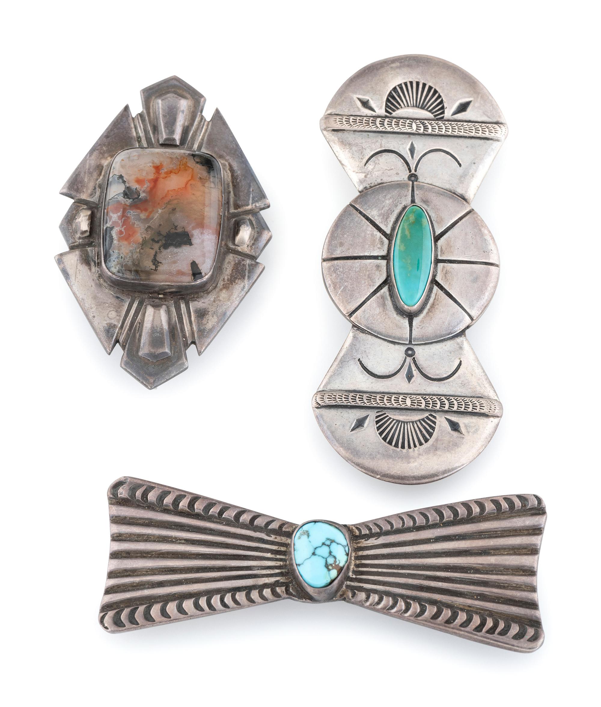 Silver and Turquoise Pin / Brooch, PLUS