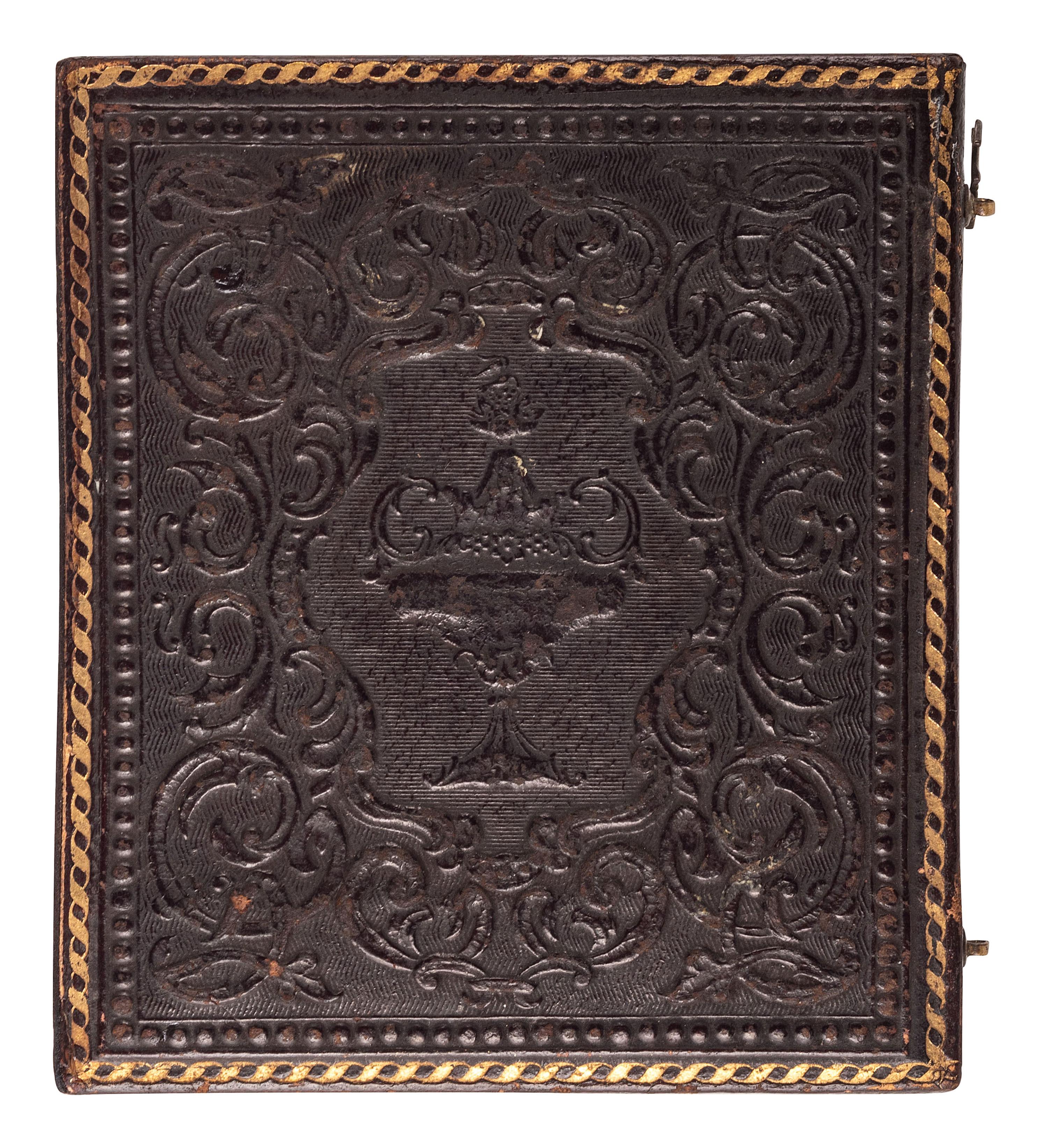 [EARLY PHOTOGRAPHY]. Sixth plate ruby ambrotype showing an intense game of checkers.