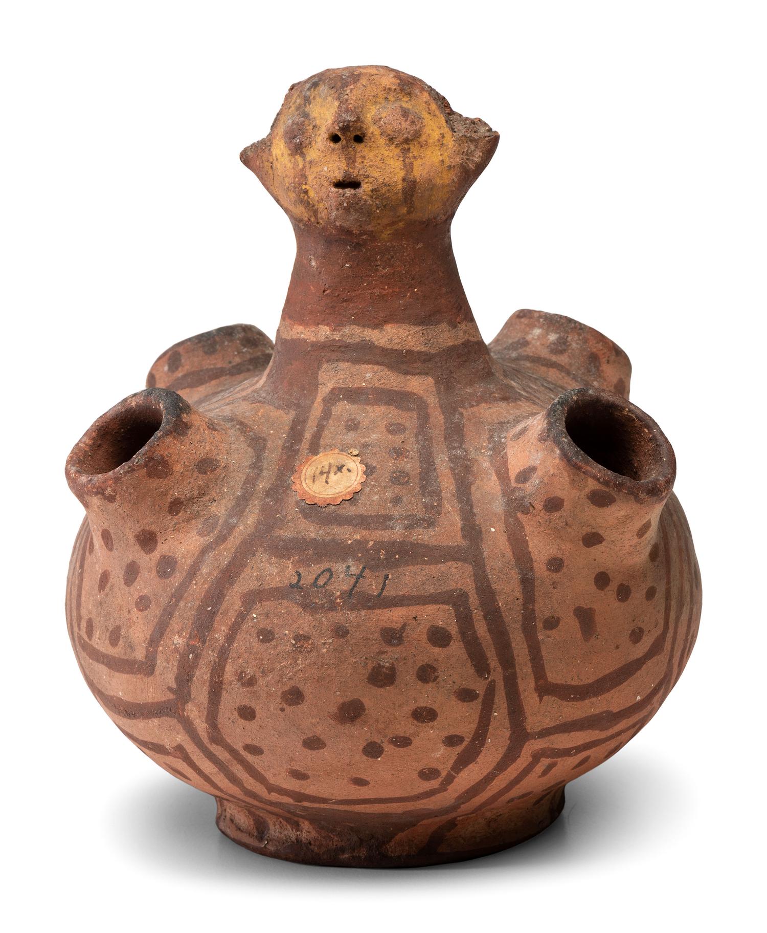 Mojave Figural Pottery Jar, with Four Spouts