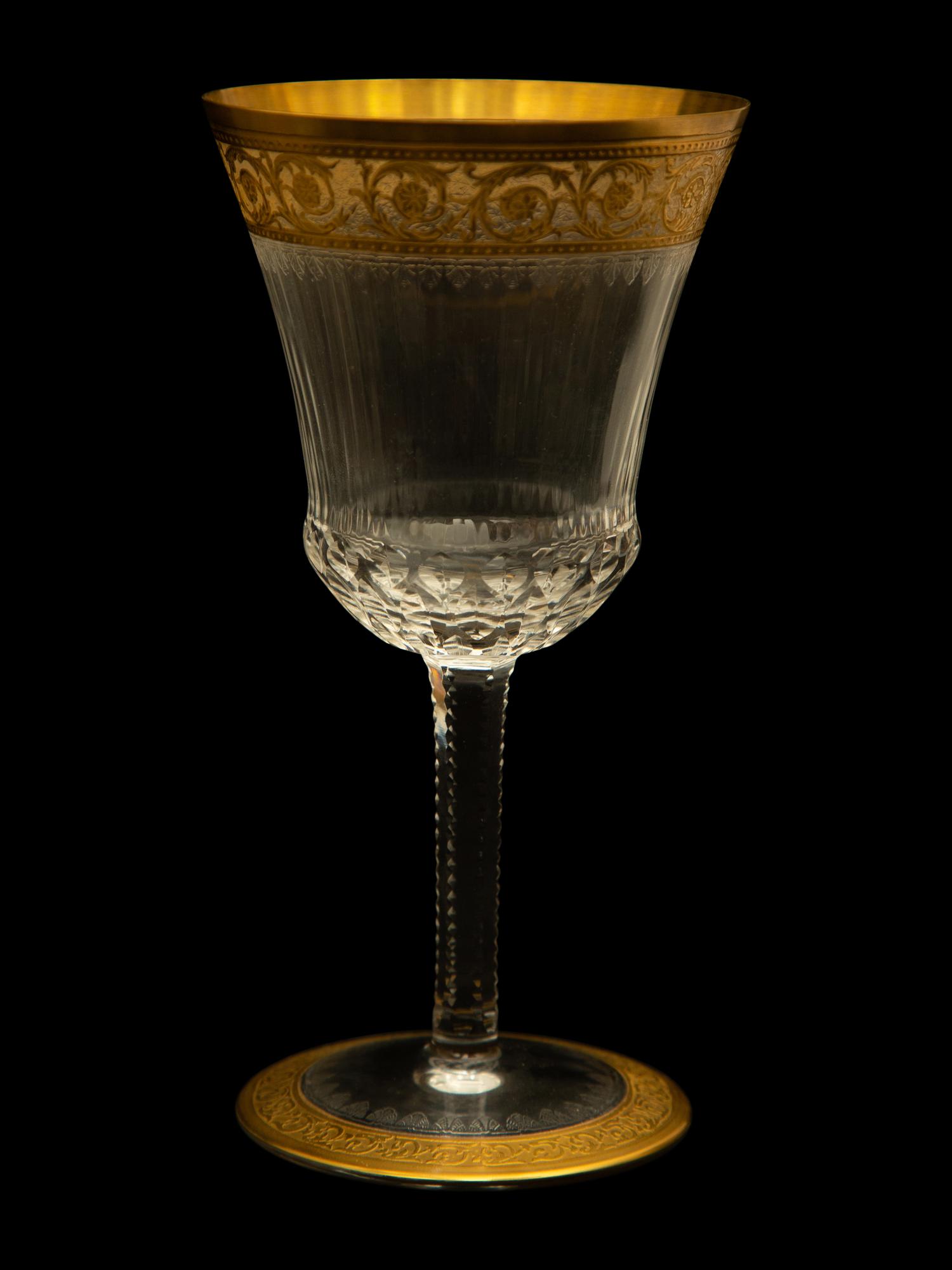 Three Gilt Decorated Baccarat Glass Articles