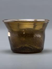 A Blown-Glass Eating Bowl in Olive Green