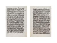 [BOOK OF HOURS]. A group of 25 leaves from medieval and renaissance manuscripts and printed books, including 5 or more from Otto Ege’s Fifty Original Leaves from Medieval Manuscripts. Western Europe: XII-XVI Century [compiled Cleveland, c.1950] and Original Leaves from Famous Bibles: Nine Centuries, 1121-1935 A.D [Compiled Cleveland, c.1950]. Various sizes, including: