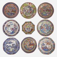 Fourteen assorted Chinese export porcelain clobbered plates and dishes 外銷瓷一組十六件 18th to first half 19th century ??????????