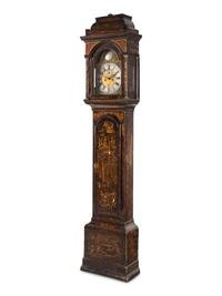 A George I Black and Gilt-Japanned Oak Tall Case Clock