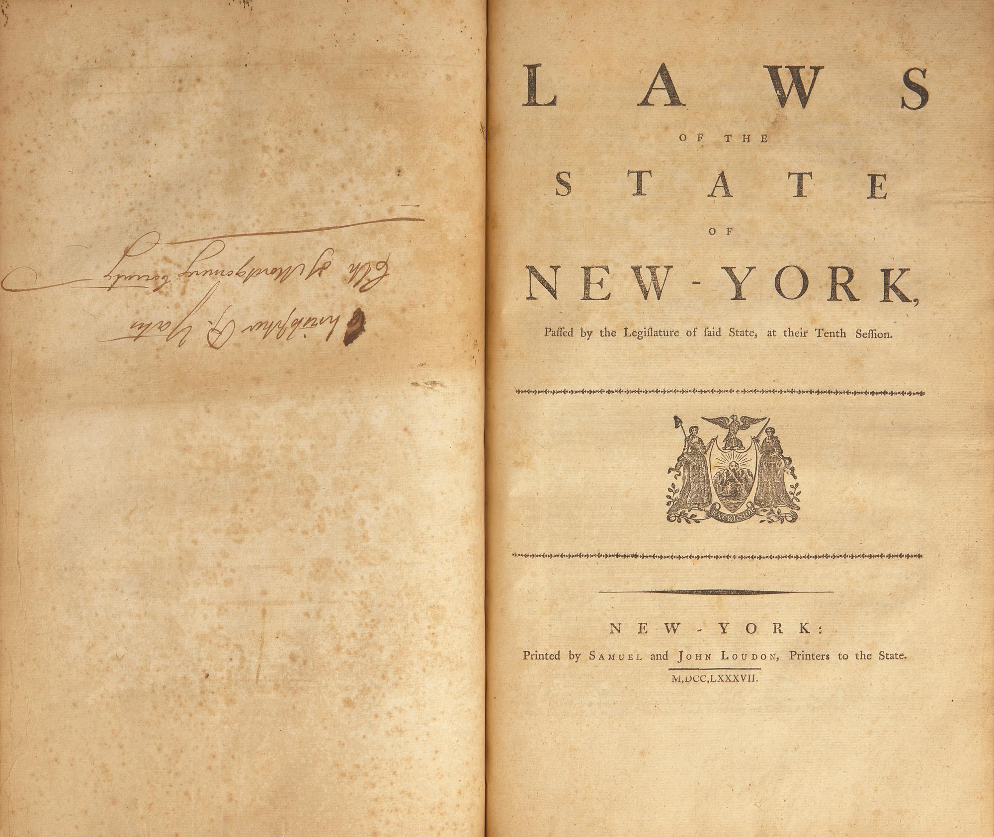 [American Law] Group of 2 Volumes of New York Session Laws
