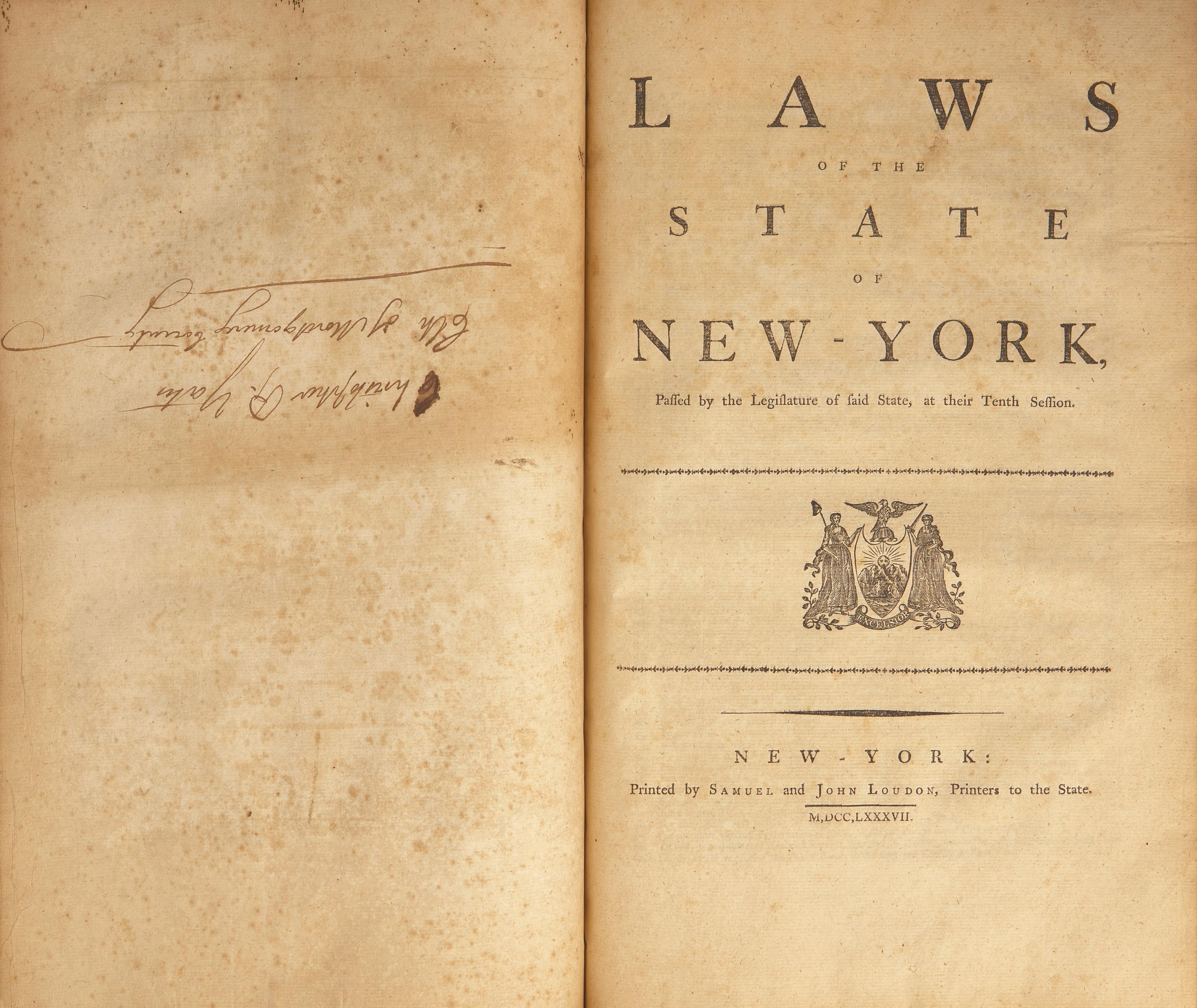 [American Law] Group of 2 Volumes of New York Session Laws