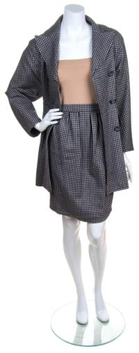 A Valentino Black and Grey Wool Houndstooth Skirt Ensemble,
