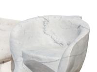 A Pair of Italian Carved White Marble “Face” Chairs