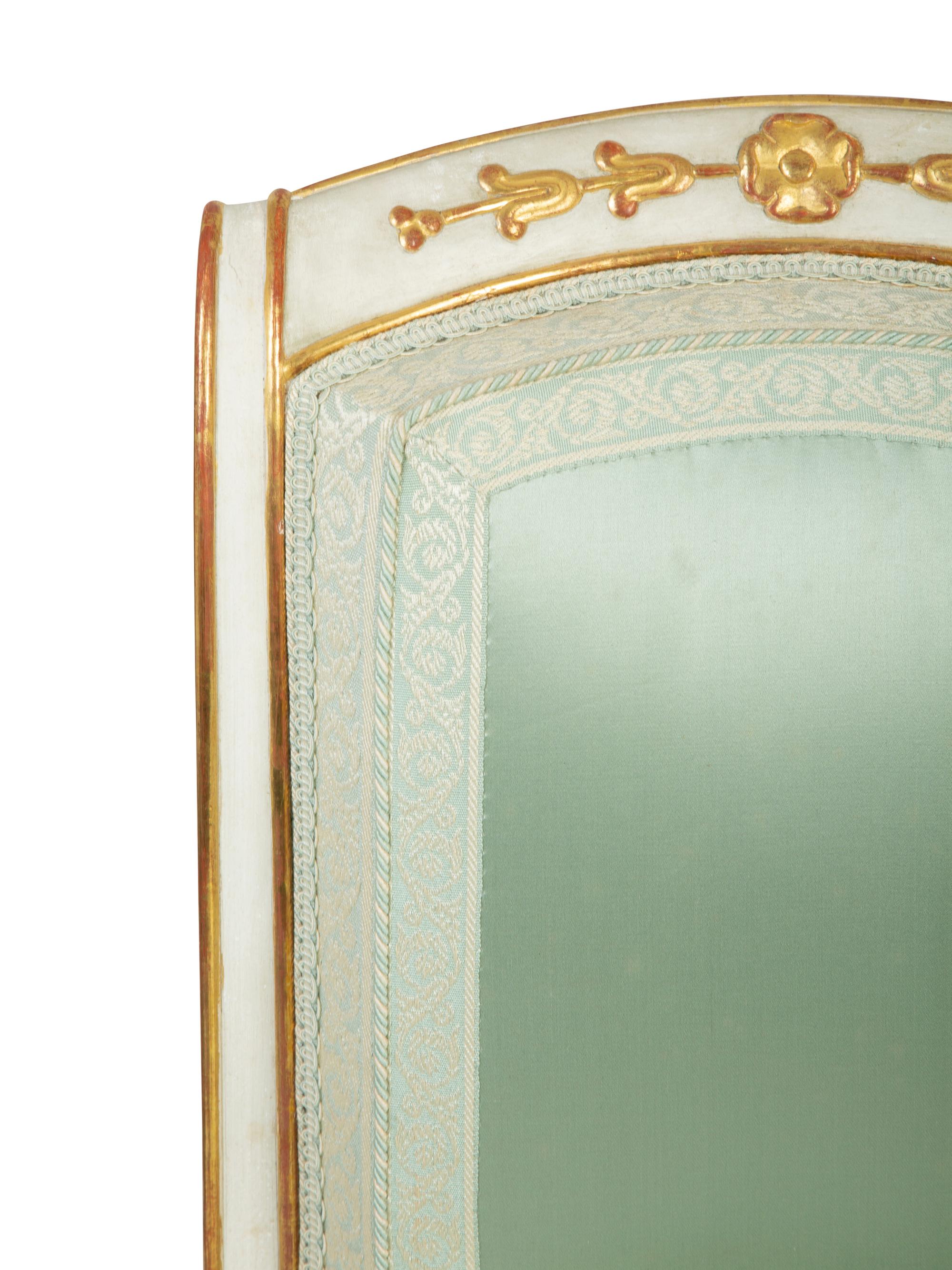 A Pair of Russian Painted and Parcel Gilt Boudoir Chairs — 19TH CENTURY