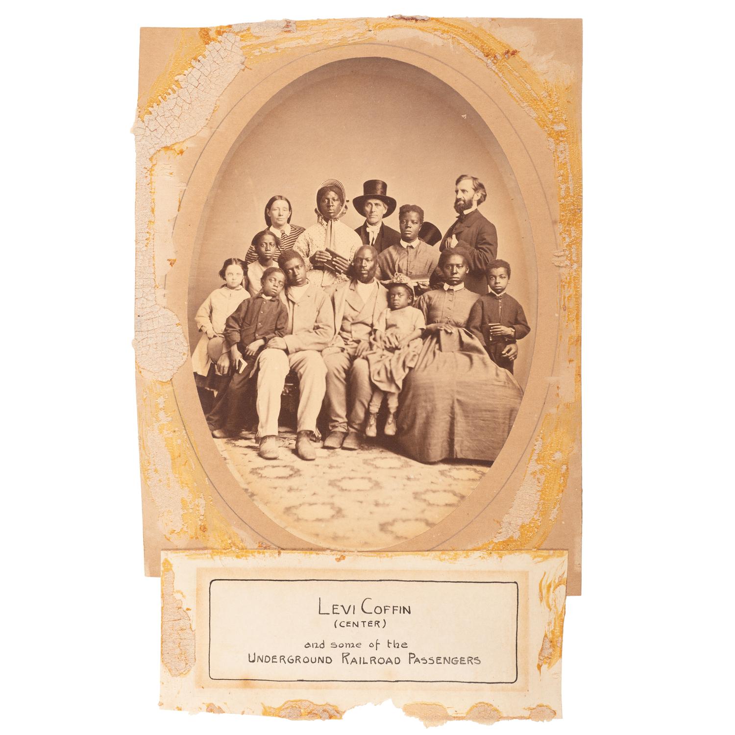 Exceedingly Rare Photograph of Formerly Enslaved African American Freedom Seekers with Abolitionists Levi Coffin and Jonathan Cable