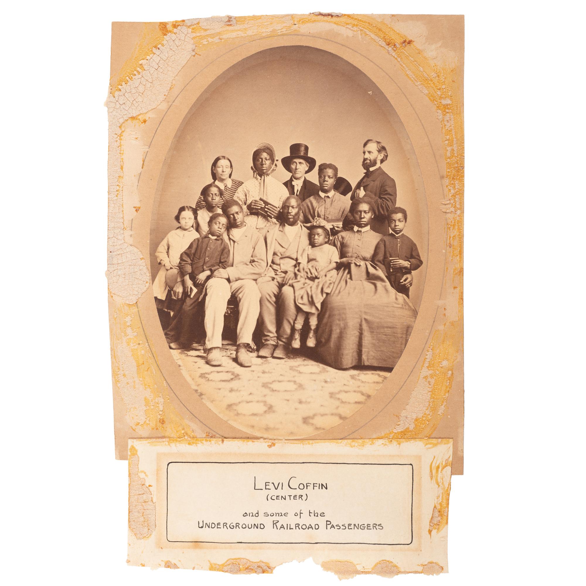Exceedingly Rare Photograph of Formerly Enslaved African American Freedom Seekers with Abolitionists Levi Coffin and Jonathan Cable