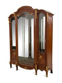 A Louis XV Style Gilt Bronze Mounted Parquetry Vitrine Cabinet