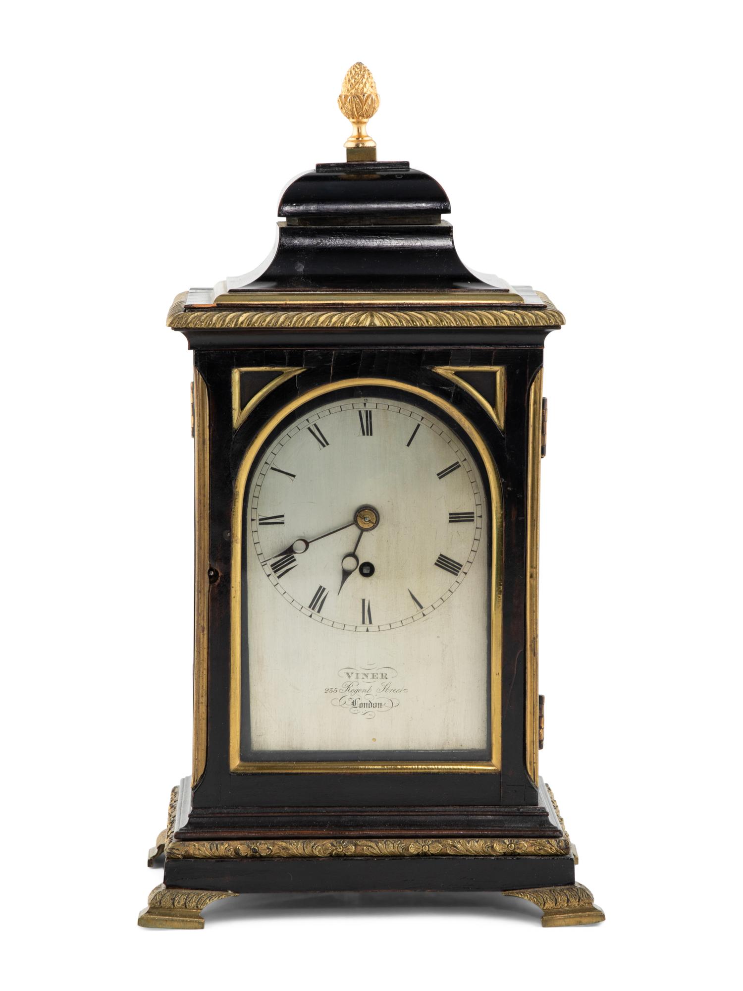 A Regency Gilt Bronze Mounted Ebonized Single-Fusée Bracket Clock