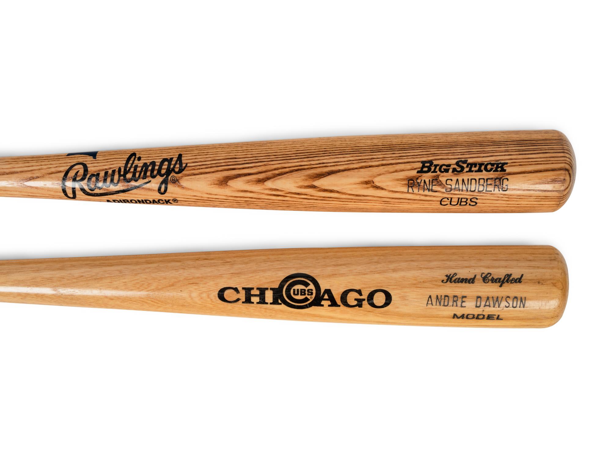 A Group of Ryne Sandberg and Andre Dawson Promotional Bats Gifted to Chicago Cubs Wrigley Field Head Scorekeeper,