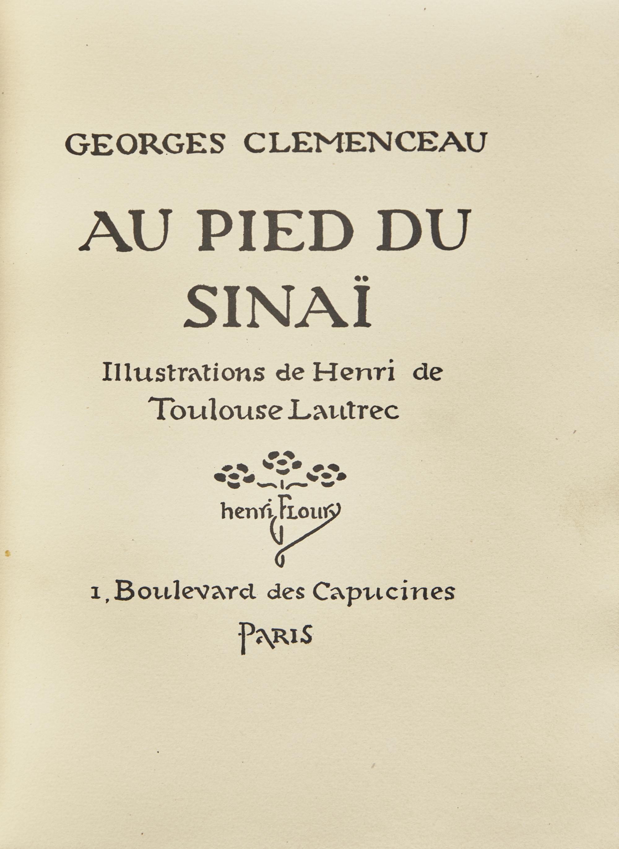 [Fine Bindings] [Crette, Georges] [Toulouse-Lautrec, Henri de] Clemenceau, Georges. Au Pied du Sinai
