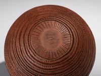 Corrugated Pottery Jar, with Wood Handle