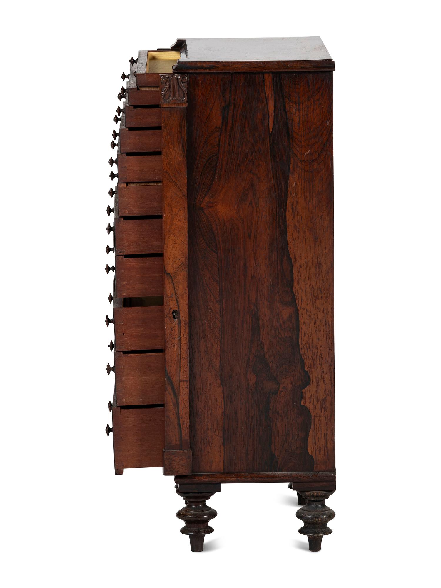 A Regency Rosewood Wellington Collector's Cabinet