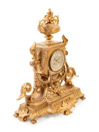 A Louis XVI Style Gilt Bronze Mantel Clock