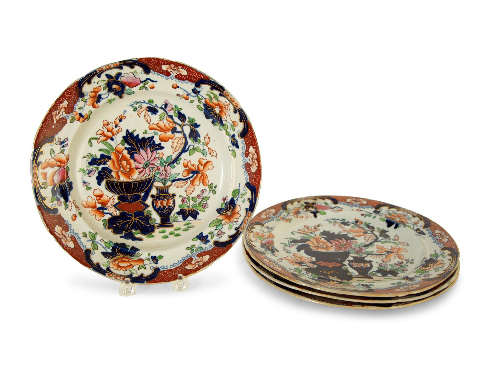 A Set of Four English Transfer Decorated Plates