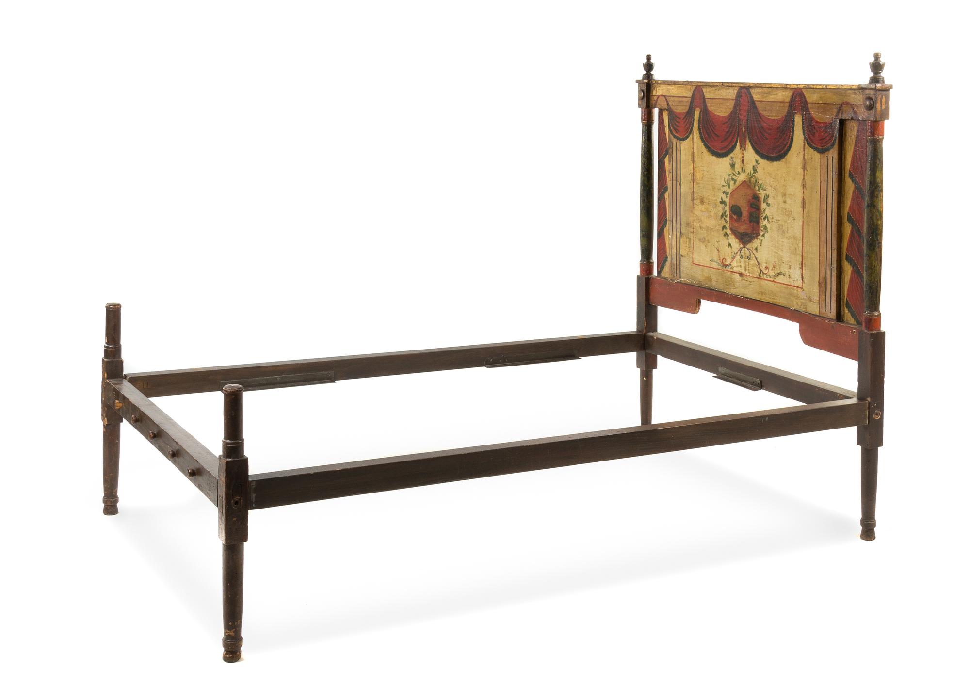 A Continental Painted Bed Height of headboard 58 1/4 inches. — 19TH CENTURY