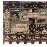 A Twelve-Paneled Coromandel Lacquer Floor Screen
